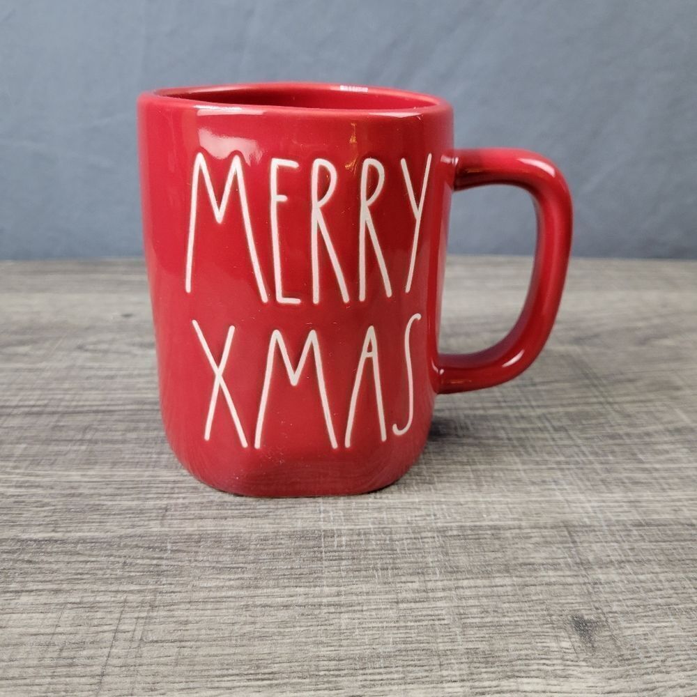 Rae Dunn Artisan Collection Farmhouse Red Merry Xmas Christmas Mug‎